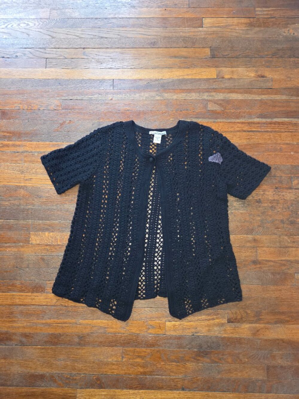 Repaired Serengeti Catalog Black Knit Lace Short Sleeve Cardigan